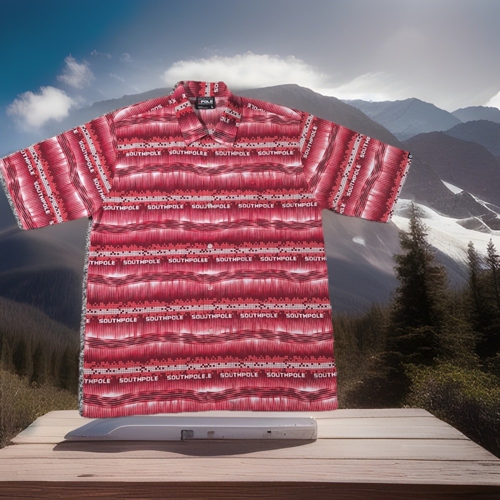 South Pole Digital Print Button Up Shirt SZ XXL, Street Wear Urban Hip Hop Y2K!! - Picture 3 of 13